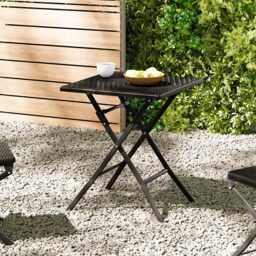 Living and Home Black Square Rattan Outdoor Folding Table 61 x 61cm - Size: 74 x 61 x 61cm - Wilko - thumbnail 6