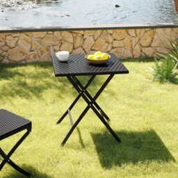 Living and Home Black Square Rattan Outdoor Folding Table 61 x 61cm - Size: 74 x 61 x 61cm - Wilko - thumbnail 7
