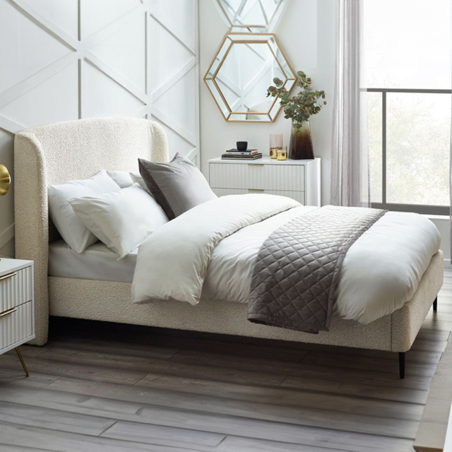 Julian Bowen Eden King Size Ivory Boucle Bed Frame - Cream - Wilko - image 1