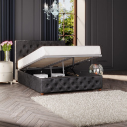 Laurence Llewelyn-Bowen Luna Small Double Black Mirazzi Velvet Ottoman Bed - Wilko - thumbnail 3