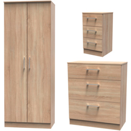 Crowndale Devon 3 Piece Bardolino Oak Bedroom Furniture Set - Brown - Wilko - thumbnail 3