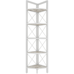 Decorotika Remo 5 Shelf White Marble Effect Metal Frame Corner Storage Rack - Size: 160 x 30.5 x 33cm - Wilko - thumbnail 3