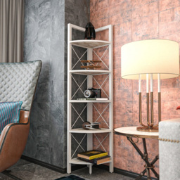 Decorotika Remo 5 Shelf White Marble Effect Metal Frame Corner Storage Rack - Size: 160 x 30.5 x 33cm - Wilko - thumbnail 6