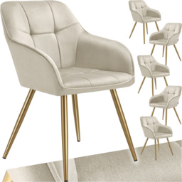 tectake Marilyn Cream and Gold Quilted Velvet Look Chair Set of 6 - Wilko - thumbnail 3