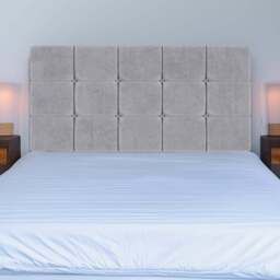 Bedmaster Small Double Seal Grey Naples Velvet Pearl Squared Headboard - Wilko - thumbnail 1