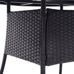 Living and Home Rattan Glass 4 Seater Round Garden Dining Table Black - Wilko - thumbnail 4