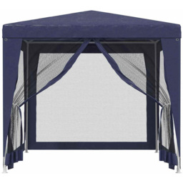 vidaXL 3 x 3m Blue Party Tent with 4 Mesh Sidewalls - Wilko - thumbnail 4