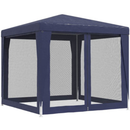 vidaXL 3 x 3m Blue Party Tent with 4 Mesh Sidewalls - Wilko - thumbnail 6