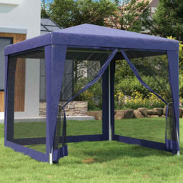 vidaXL 3 x 3m Blue Party Tent with 4 Mesh Sidewalls - Wilko - thumbnail 1