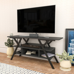 Decorotika Minerva Decorative 4 Open Shelf Black and Anthracite TV Unit - Size: 55 x 120 x 35cm - Multi - Wilko - thumbnail 6