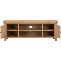 Seconique Windsor 2 Door 2 Shelf Natural Oak Straight TV Unit - Size: 50.5 x 140 x 37cm - Wilko - thumbnail 5