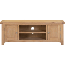 Seconique Windsor 2 Door 2 Shelf Natural Oak Straight TV Unit - Size: 50.5 x 140 x 37cm - Wilko - thumbnail 4