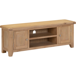 Seconique Windsor 2 Door 2 Shelf Natural Oak Straight TV Unit - Size: 50.5 x 140 x 37cm - Wilko - thumbnail 3