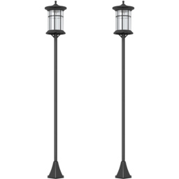 Outsunny Waterproof Cool White Outdoor Solar Post LED Light 2 Pack - Size: 184 x 23.5 x 23.5cm - Black - Wilko - thumbnail 1
