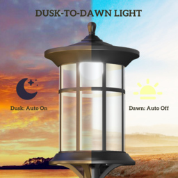 Outsunny Waterproof Cool White Outdoor Solar Post LED Light 2 Pack - Size: 184 x 23.5 x 23.5cm - Black - Wilko - thumbnail 6