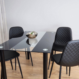 Kosy Koala 4 Seater Glass and Faux Leather Gem Pattern Dining Set Black - Portland - Wilko - thumbnail 5