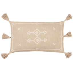 Yard Folis Stone Embroidered Cushion - Size: 50 x 30 cm - Multi - Yard Living - Wilko
