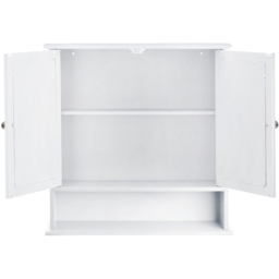 H&O Direct Double Door Wall Mounted Mirror Storage Cabinet - Size: 58 x 56 x 13cm - White - Wilko - thumbnail 4