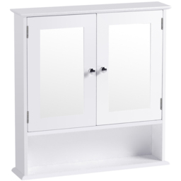 H&O Direct Double Door Wall Mounted Mirror Storage Cabinet - Size: 58 x 56 x 13cm - White - Wilko - thumbnail 3