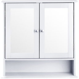 H&O Direct Double Door Wall Mounted Mirror Storage Cabinet - Size: 58 x 56 x 13cm - White - Wilko - thumbnail 5