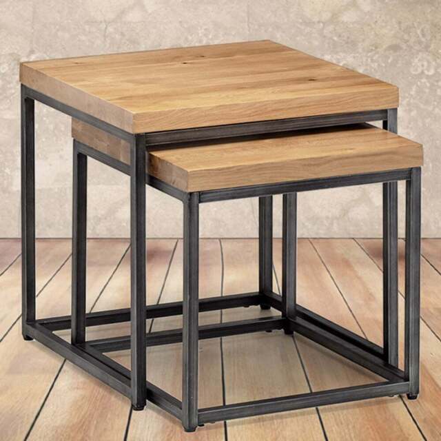 Julian Bowen Brooklyn Oak Nest of Tables Set of 2 - Size: 50 x 50 x 50cm - Brown - Wilko - image 1