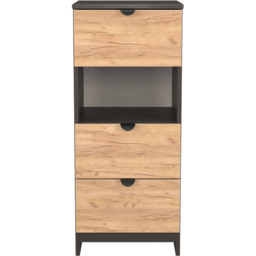 Crowndale Bora 3 Drawer Single Shelf Gold Oak and Graphite Bedside Cabinet - Grey - Wilko - thumbnail 3