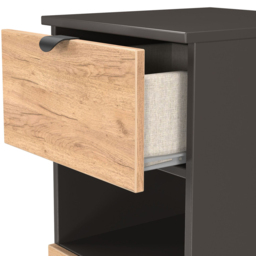 Crowndale Bora 3 Drawer Single Shelf Gold Oak and Graphite Bedside Cabinet - Grey - Wilko - thumbnail 6
