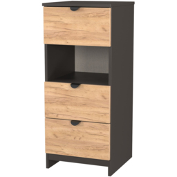 Crowndale Bora 3 Drawer Single Shelf Gold Oak and Graphite Bedside Cabinet - Grey - Wilko - thumbnail 5