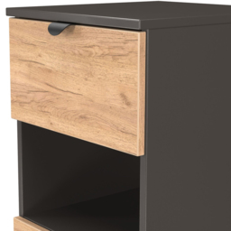 Crowndale Bora 3 Drawer Single Shelf Gold Oak and Graphite Bedside Cabinet - Grey - Wilko - thumbnail 7