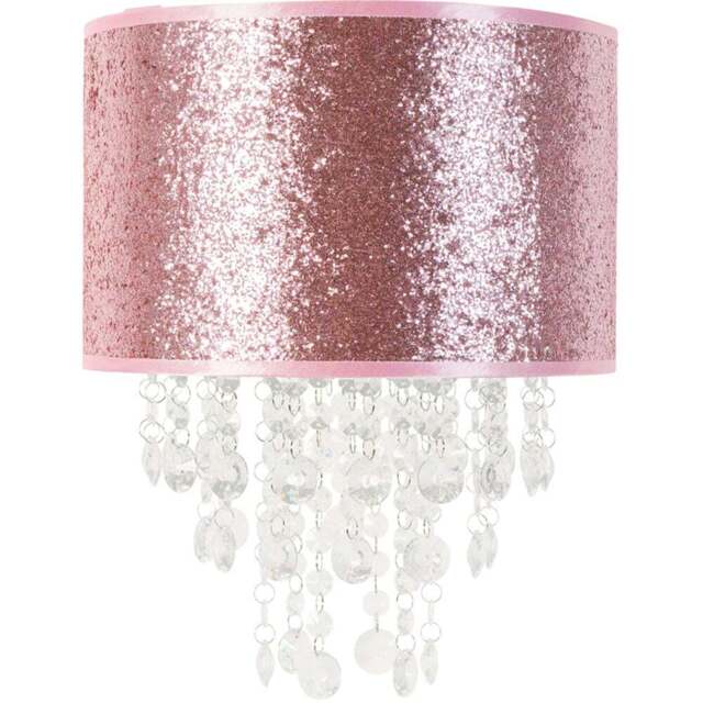 ValueLights Bonita Pink Glitter Pendant Shade with Clear Droplets - Wilko - image 1