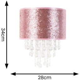 ValueLights Bonita Pink Glitter Pendant Shade with Clear Droplets - Wilko - thumbnail 6