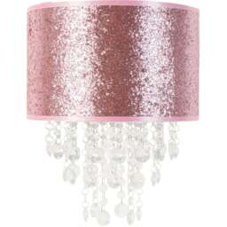 ValueLights Bonita Pink Glitter Pendant Shade with Clear Droplets - Wilko