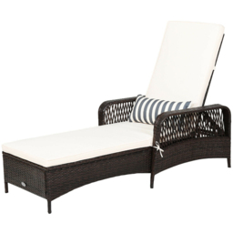 Costway Single Seater Rattan Sun Lounger with Removable Cushion and Pillow - Size: 123 x 60 x 29cm - Blue - Wilko - thumbnail 3