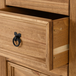 Seconique Corona Single Door 4 Drawer Distressed Waxed Pine Sideboard - Size: 44 x 91 x 83cm - Brown - Wilko - thumbnail 6