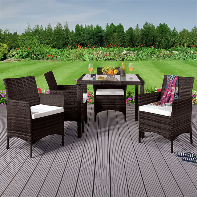 Brooklyn 4 Seater Rattan Square Dining Garden Set Brown - Wilko - image 1