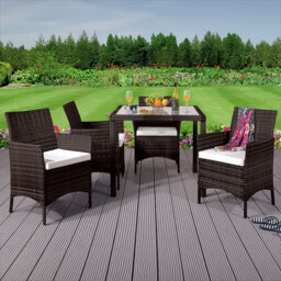 Brooklyn  4 Seater Rattan Square Dining Garden Set Brown - Wilko - thumbnail 1