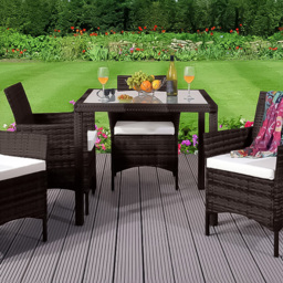 Brooklyn  4 Seater Rattan Square Dining Garden Set Brown - Wilko - thumbnail 3