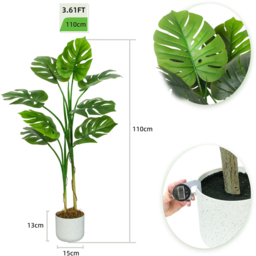 Monstera Tree Indoor Artificial Plant 110cm - Size: 110 x 30 x 30cm - Green - MCC - Wilko - thumbnail 7
