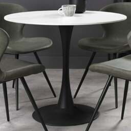 Bentley Designs Mason 4 Seater White Sintered Stone Circular Dining Table - Wilko