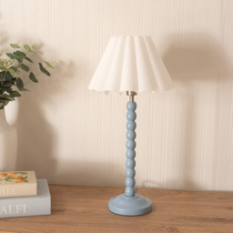 ValueLights Bobbins White Scallop Tapered Shade Powder Blue LED Table Lamp - Wilko - thumbnail 4