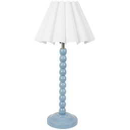 ValueLights Bobbins White Scallop Tapered Shade Powder Blue LED Table Lamp - Wilko