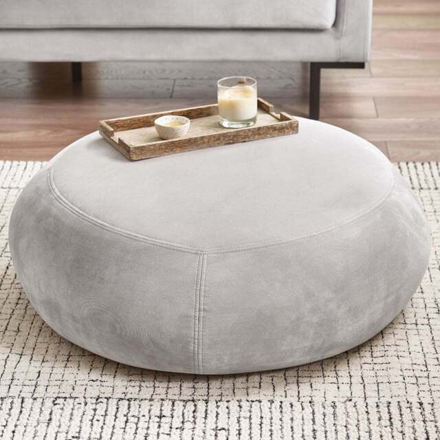 Furniturebox Otto Taupe Velvet Footstool - Wilko - image 1