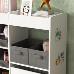 AIYAPLAY 11 Bin White Kids Toy Storage Unit with 3 Stickers - Size: 80 x 30 x 105cm - Wilko - thumbnail 4
