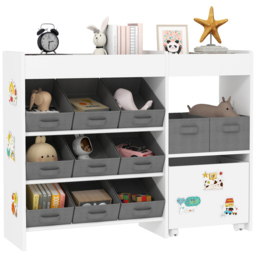 AIYAPLAY 11 Bin White Kids Toy Storage Unit with 3 Stickers - Size: 80 x 30 x 105cm - Wilko - thumbnail 3