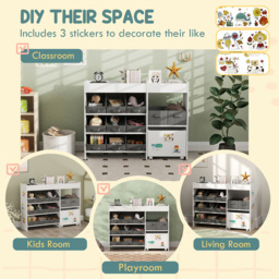AIYAPLAY 11 Bin White Kids Toy Storage Unit with 3 Stickers - Size: 80 x 30 x 105cm - Wilko - thumbnail 7