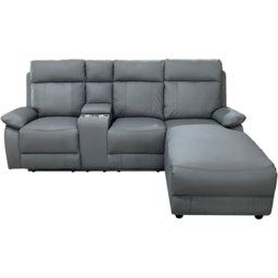 DS Living Sorento 3 Seater Grey Leather Left Hand Chaise Corner Recliner Sofa - Wilko - thumbnail 5