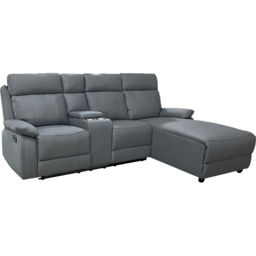 DS Living Sorento 3 Seater Grey Leather Left Hand Chaise Corner Recliner Sofa - Wilko - thumbnail 4