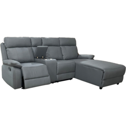 DS Living Sorento 3 Seater Grey Leather Left Hand Chaise Corner Recliner Sofa - Wilko - thumbnail 6