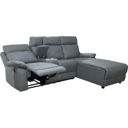 DS Living Sorento 3 Seater Grey Leather Left Hand Chaise Corner Recliner Sofa - Wilko - thumbnail 3