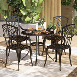 Outsunny 4 Seater Round Garden Dining Set Bronze Tone - Blonde - Wilko